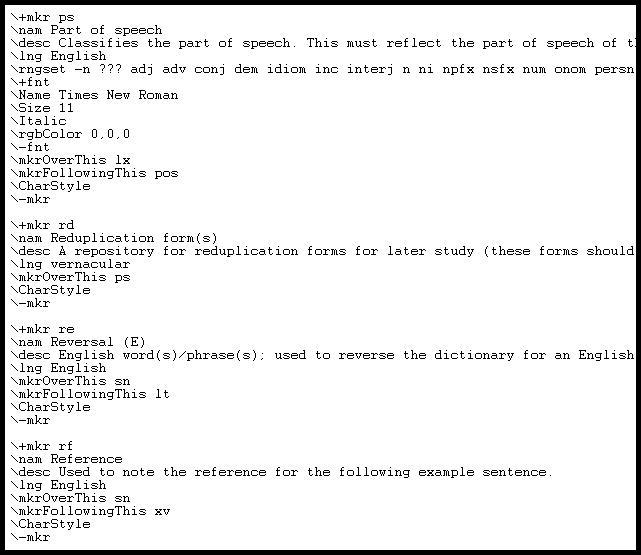 An example of a Toolbox .typ structure file