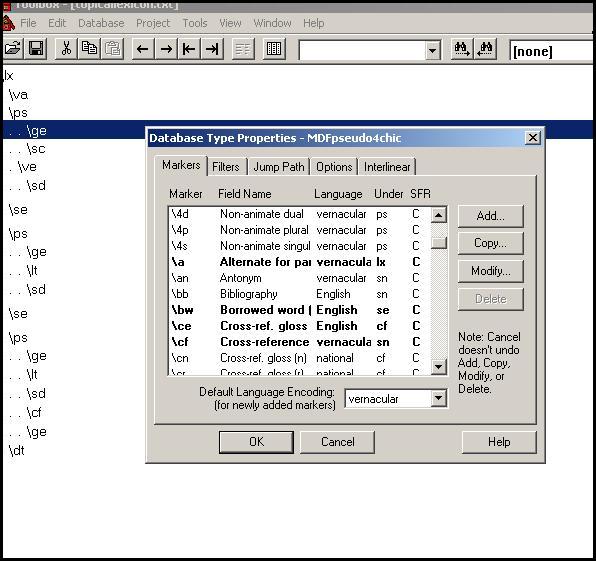 List of markers in Toolbox