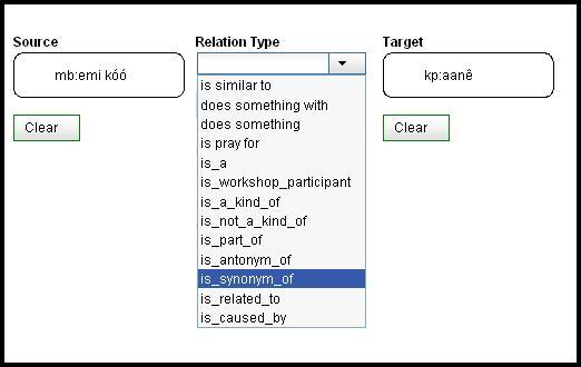 Choosing the type of relation between the Source and Target